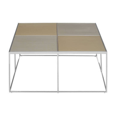 Orsina Oria Mixed Metal Coffee Table | Checked Stainless Steel Square