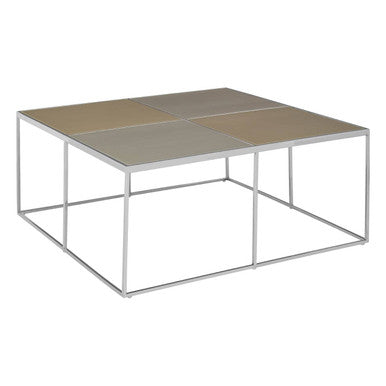 Orsina Oria Mixed Metal Coffee Table | Checked Stainless Steel Square