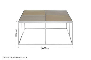 Orsina Oria Mixed Metal Coffee Table | Checked Stainless Steel Square