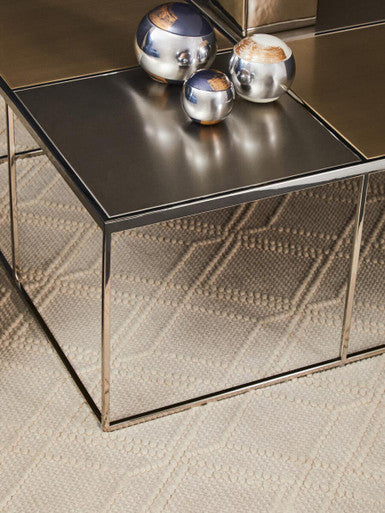 Orsina Oria Mixed Metal Coffee Table | Checked Stainless Steel Square