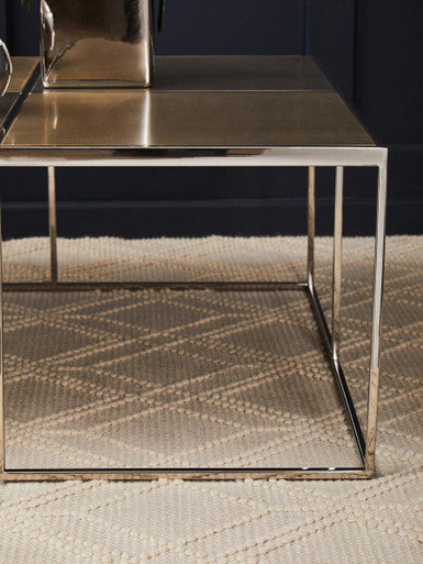 Orsina Oria Mixed Metal Coffee Table | Checked Stainless Steel Square