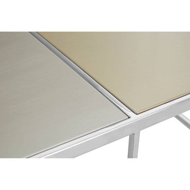 Orsina Oria Mixed Metal Coffee Table | Checked Stainless Steel Square
