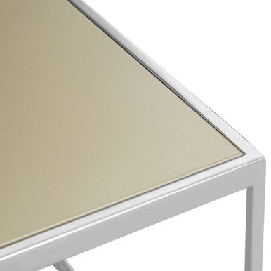 Orsina Oria Mixed Metal Coffee Table | Checked Stainless Steel Square