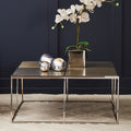 Orsina Oria Mixed Metal Coffee Table | Checked Stainless Steel Square