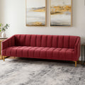 Orsina Bella 3-Seater Wine Velvet Sofa with Gold Legs – Channel Tufted