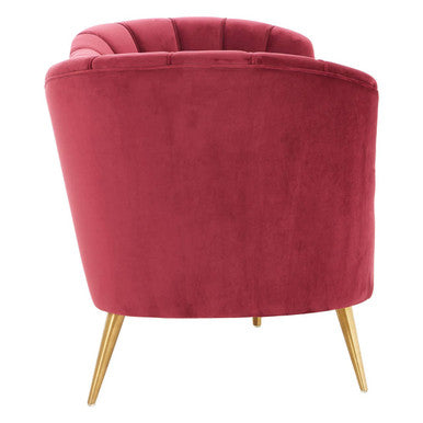 Orsina Binky 3-Seater Wine Velvet Sofa with Gold Legs | Modern Couch