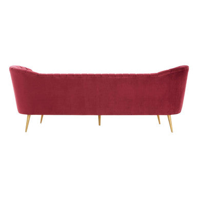 Orsina Binky 3-Seater Wine Velvet Sofa with Gold Legs | Modern Couch