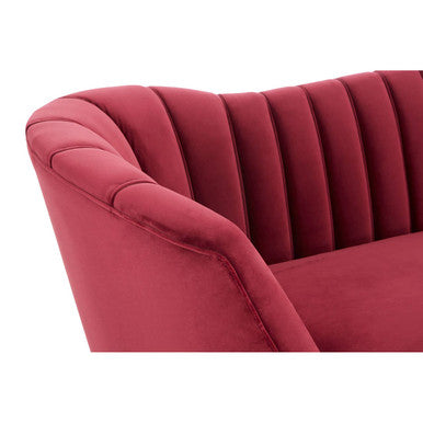 Orsina Binky 3-Seater Wine Velvet Sofa with Gold Legs | Modern Couch