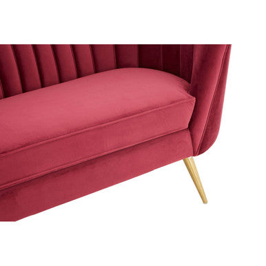 Orsina Binky 3-Seater Wine Velvet Sofa with Gold Legs | Modern Couch