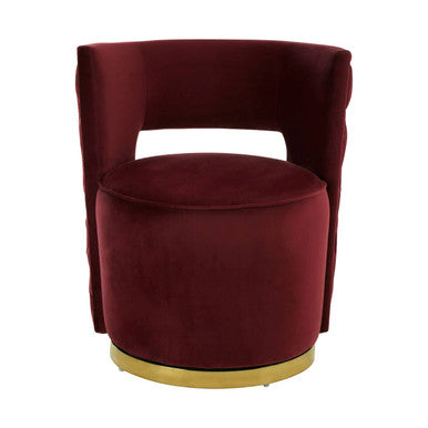 Orsina Bola Velvet Swivel Tub Chair – Red Wine with Gold Base