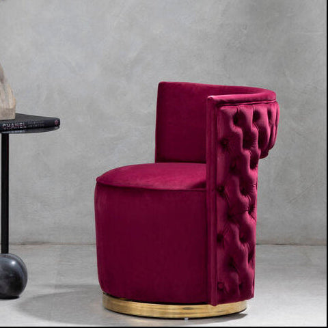 Orsina Bola Velvet Swivel Tub Chair – Red Wine with Gold Base