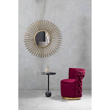 Orsina Bola Velvet Swivel Tub Chair – Red Wine with Gold Base