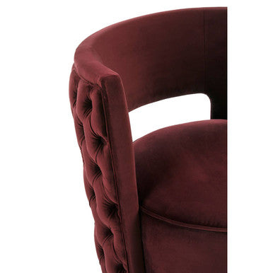 Orsina Bola Velvet Swivel Tub Chair – Red Wine with Gold Base