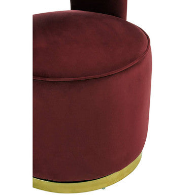 Orsina Bola Velvet Swivel Tub Chair – Red Wine with Gold Base