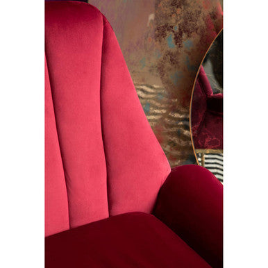Orsina Billi Wine Velvet Lounge Chair – Tufted Armchair with Gold Legs