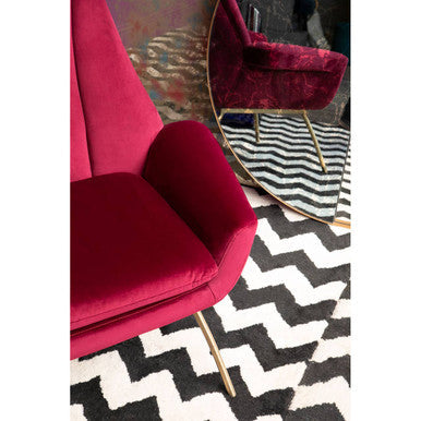 Orsina Billi Wine Velvet Lounge Chair – Tufted Armchair with Gold Legs