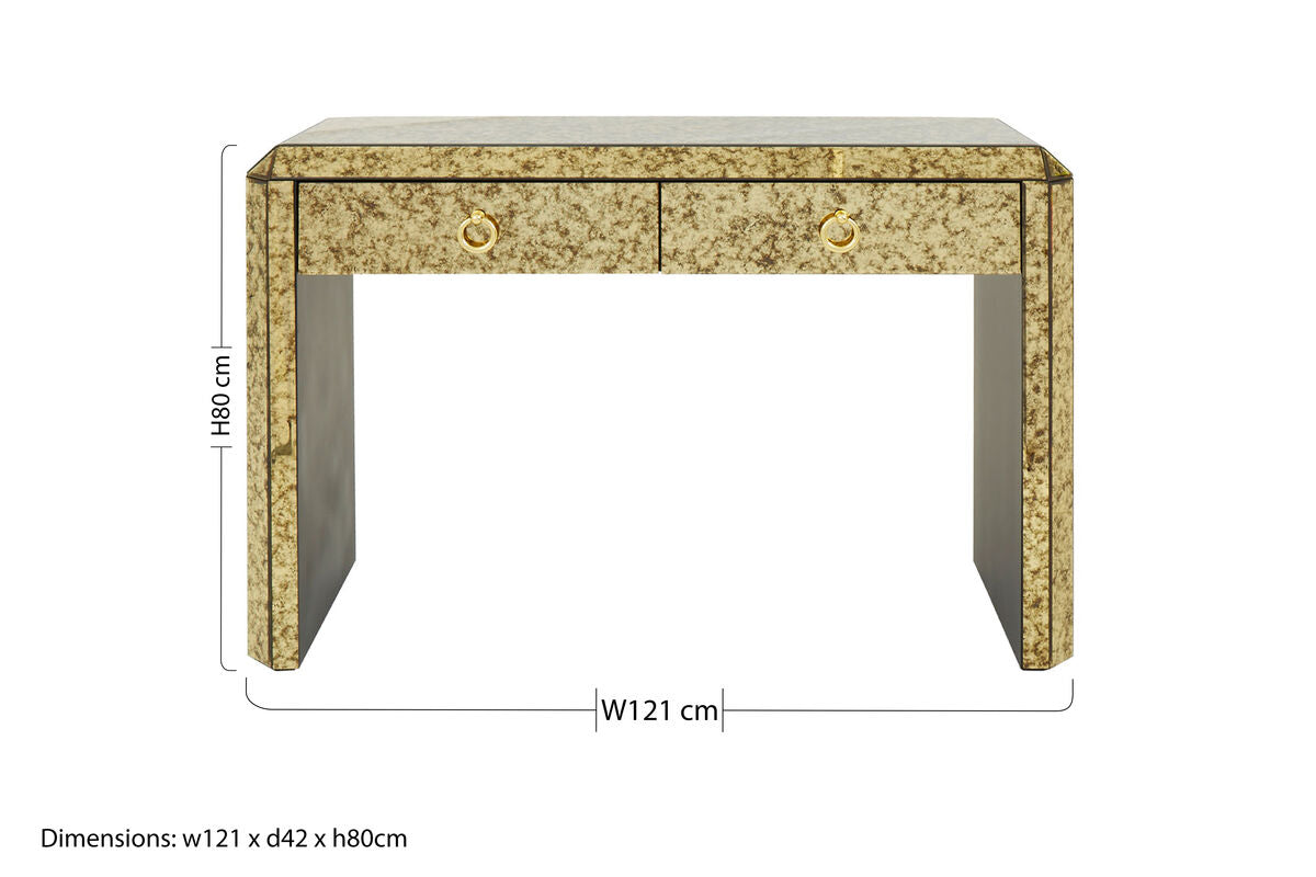 Orsina Komo Gold Mirrored Console Table – 2 Drawer Entryway Table