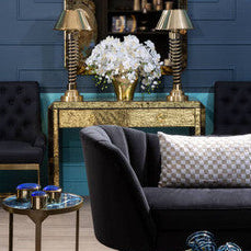 Orsina Komo Gold Mirrored Console Table – 2 Drawer Entryway Table