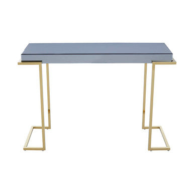 Orsina Kaso Grey Mirrored Console Table | Gold Stainless Steel Base