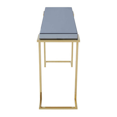 Orsina Kaso Grey Mirrored Console Table | Gold Stainless Steel Base