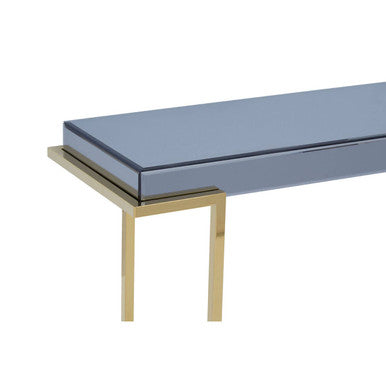 Orsina Kaso Grey Mirrored Console Table | Gold Stainless Steel Base