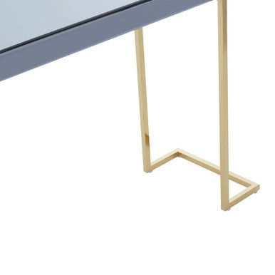 Orsina Kaso Grey Mirrored Console Table | Gold Stainless Steel Base