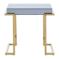 Orsina Kaso C-Shaped End Table – Grey Mirrored Top & Gold Base