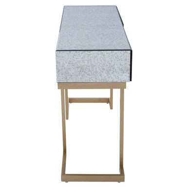 Orsina Kesena Mirrored Console Table | Brass Finish 2-Drawer Entryway