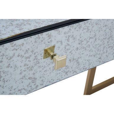 Orsina Kesena Mirrored Console Table | Brass Finish 2-Drawer Entryway
