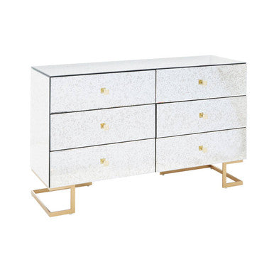 Orsina Kesena Silver Mirrored Chest of Drawers | 6-Drawer Dresser
