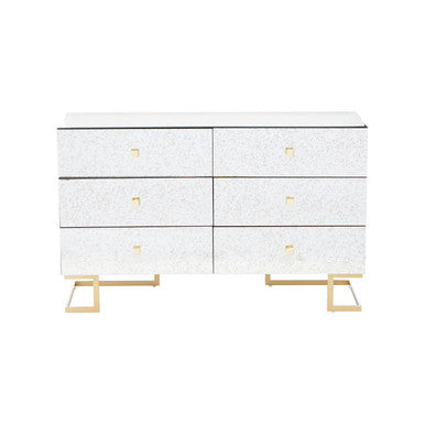Orsina Kesena Silver Mirrored Chest of Drawers | 6-Drawer Dresser