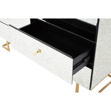Orsina Kesena Silver Mirrored Chest of Drawers | 6-Drawer Dresser