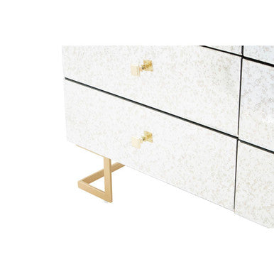 Orsina Kesena Silver Mirrored Chest of Drawers | 6-Drawer Dresser