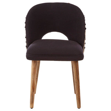 Orsina Cefena Moroccan Accent Chair | Black Velvet & Mango Wood