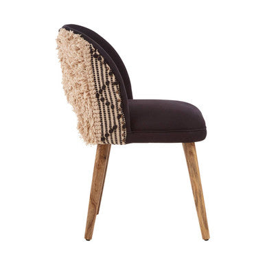 Orsina Cefena Moroccan Accent Chair | Black Velvet & Mango Wood