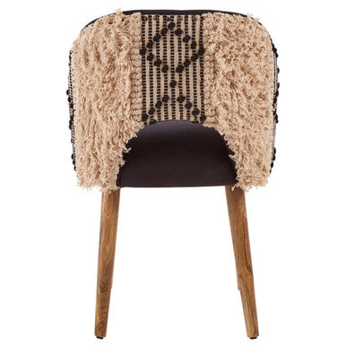 Orsina Cefena Moroccan Accent Chair | Black Velvet & Mango Wood
