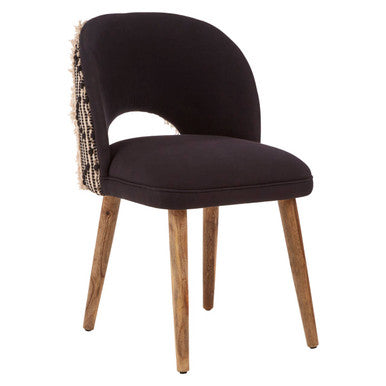 Orsina Cefena Moroccan Accent Chair | Black Velvet & Mango Wood
