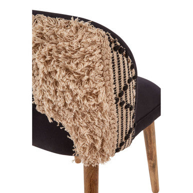 Orsina Cefena Moroccan Accent Chair | Black Velvet & Mango Wood