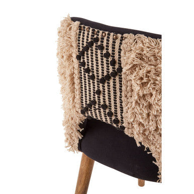 Orsina Cefena Moroccan Accent Chair | Black Velvet & Mango Wood