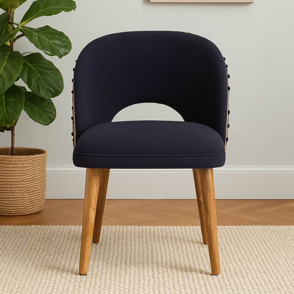 Orsina Cefena Moroccan Accent Chair | Black Velvet & Mango Wood