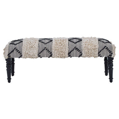 Orsina Cefena Moroccan Bench – Black and White Handcrafted Seating