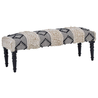 Orsina Cefena Moroccan Bench – Black and White Handcrafted Seating