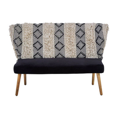 Orsina Cefena Moroccan Bench – Velvet Entryway Seat with Woven Back