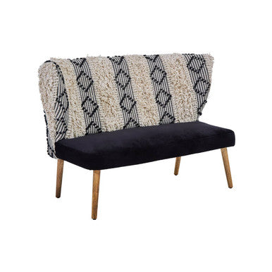 Orsina Cefena Moroccan Bench – Velvet Entryway Seat with Woven Back