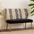 Orsina Cefena Moroccan Bench – Velvet Entryway Seat with Woven Back