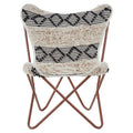 Orsina Cefena Butterfly Chair – Black and White Geometric Faux Fur