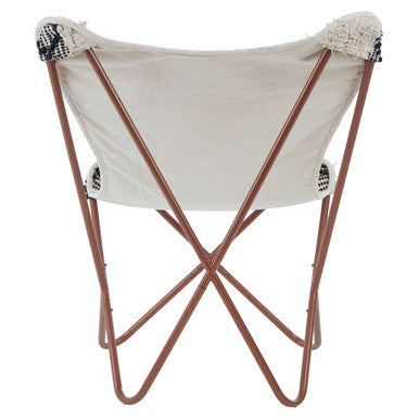 Orsina Cefena Butterfly Chair – Black and White Geometric Faux Fur