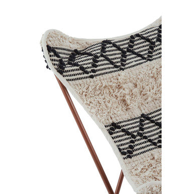 Orsina Cefena Butterfly Chair – Black and White Geometric Faux Fur
