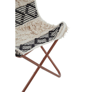 Orsina Cefena Butterfly Chair – Black and White Geometric Faux Fur