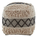 Orsina Cefena Shaggy Pouffe – Black and White Diamond Stitch Ottoman
